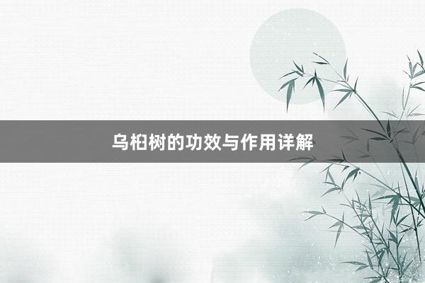 乌桕树的功效与作用详解
